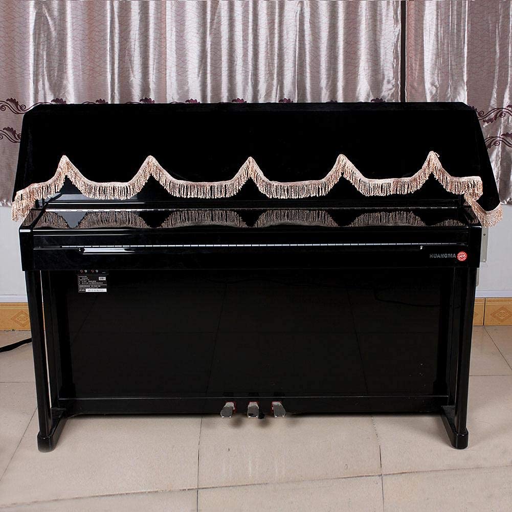 88 Key Piano Cover,Electronic Piano Keyboard Anti-Dust Cover Piano Cover with Split Curtain Design (Black)