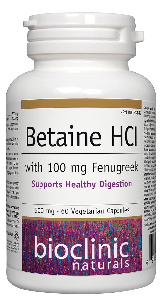 Bioclinic Naturals - Betaine HCL with Fenugreek 60 Vegg