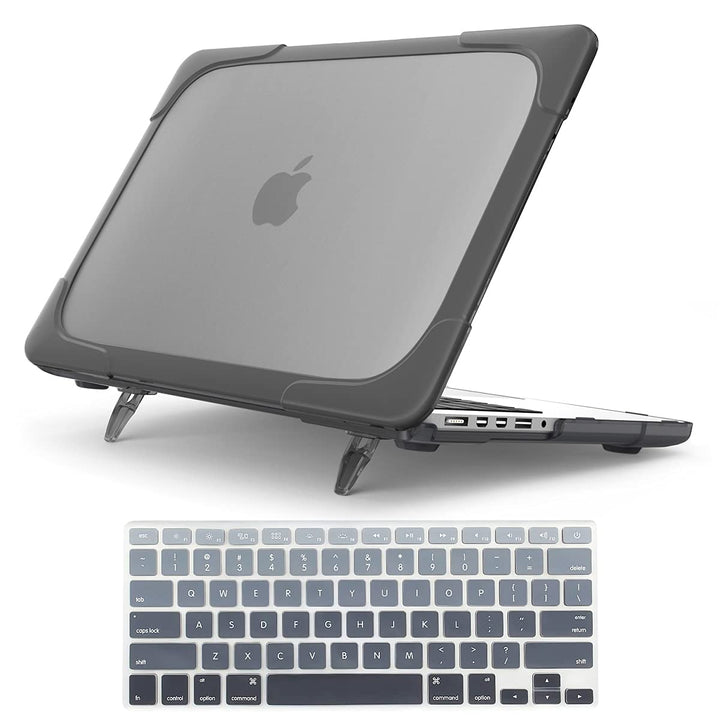 for MacBook Pro 15 Retina Case,StrongCase [Heavy Duty][Dual Layer] Hard Case Cover with Plastic Bumper for Apple MacBook Pro 15.4 with Retina Display (Compatible with A1398 2012-2015 Release) - Grey