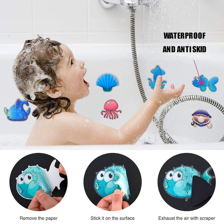 Non Slip Bathtub Stickers, 20 Large Sea Adhesive Kids Anti Slip Decal Threads for Shower and Bath Tub with Premium Scraper
