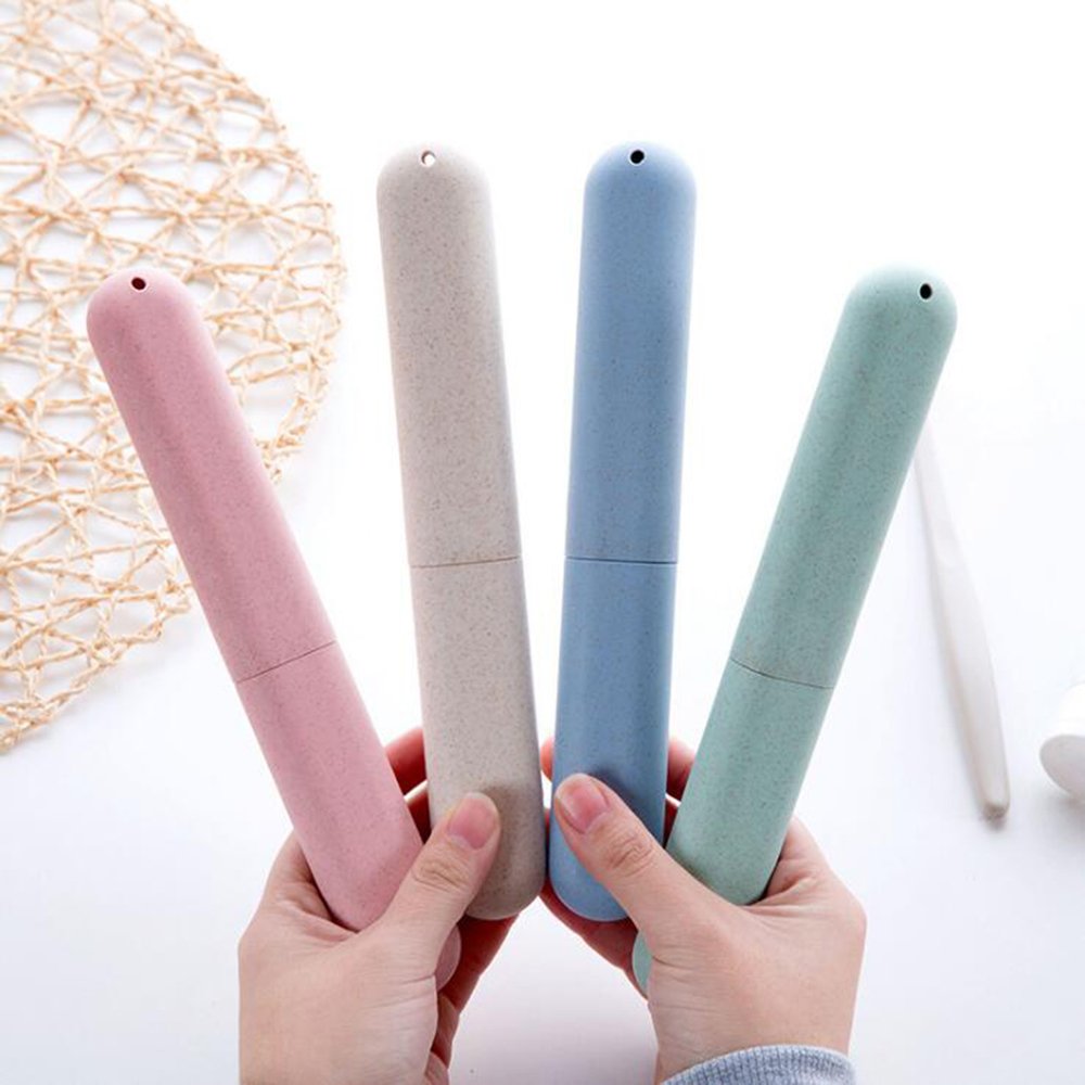 4Pcs Travel Toothbrush Holder - Wheat Straw Toothbrush Travel Case Portable Toothbrush Holders for Camping, Business Trip, Home - Toothbrush Case for Traveling Kit Toothbrush Holder Set