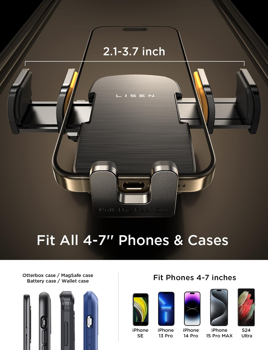 CD Slot Phone Mount for Car, Adjustable CD Phone Holder for Car Phone Mount for iPhone Car Holder Mount Ultra Sturdy Vent Cell Phone Holder Mount for iPhone 16 Pro Max Plus Accessories,Black