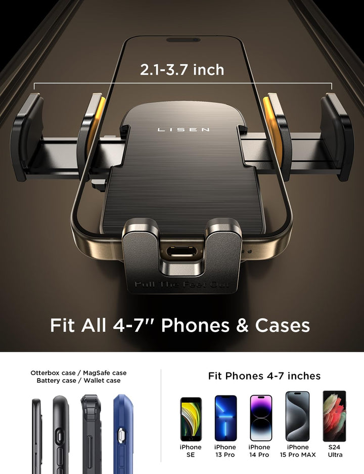 CD Slot Phone Mount for Car, Adjustable CD Phone Holder for Car Phone Mount for iPhone Car Holder Mount Ultra Sturdy Vent Cell Phone Holder Mount for iPhone 16 Pro Max Plus Accessories,Black