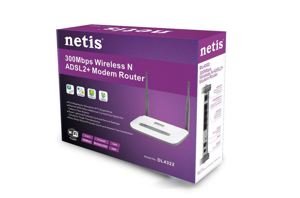 DL4323 300Mbps High-Speed Wireless N ADSL2 and Modem Router Combo | 4-Port NAT Router and Wireless N Access Point with High Gain Antenna