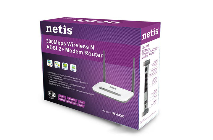 DL4323 300Mbps High-Speed Wireless N ADSL2 and Modem Router Combo | 4-Port NAT Router and Wireless N Access Point with High Gain Antenna