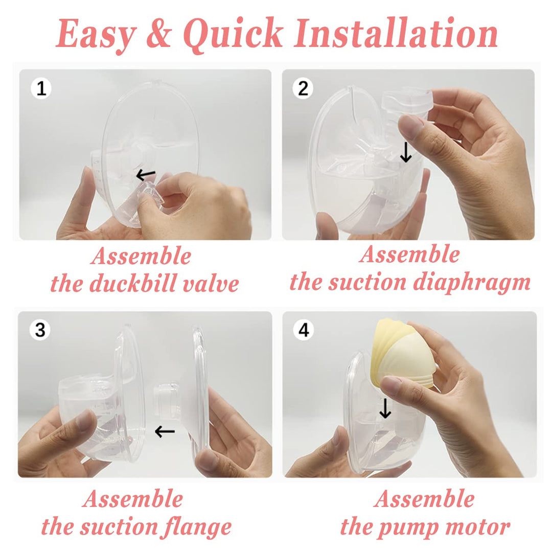Wearable Breast Pump, Portable Hands-Free Silicone Breast Pump with 2 Mode &amp; 9 Levels, All-in-One Painless Breastfeeding Breast Pump, 24mm Flange