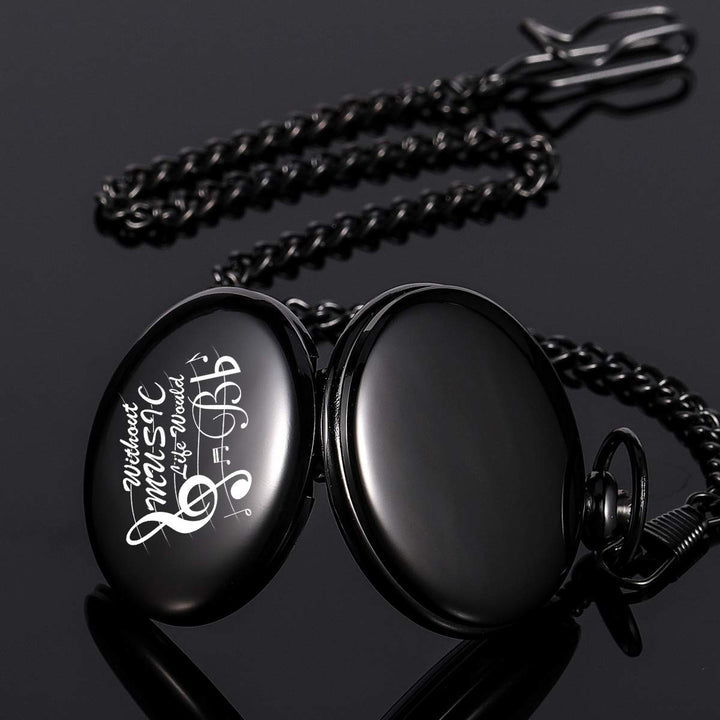 Pocket Watch, Music Pocket Watch and Chain for Men Wome