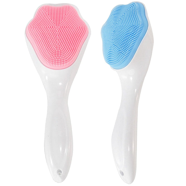 Silicone Face Scrubber Exfoliating Brush, 2 Pack Manual Handheld Facial Cleansing Brush Blackhead Scrubber, Soft Bristles Waterproof for Face Skincare (Blue, Pink)