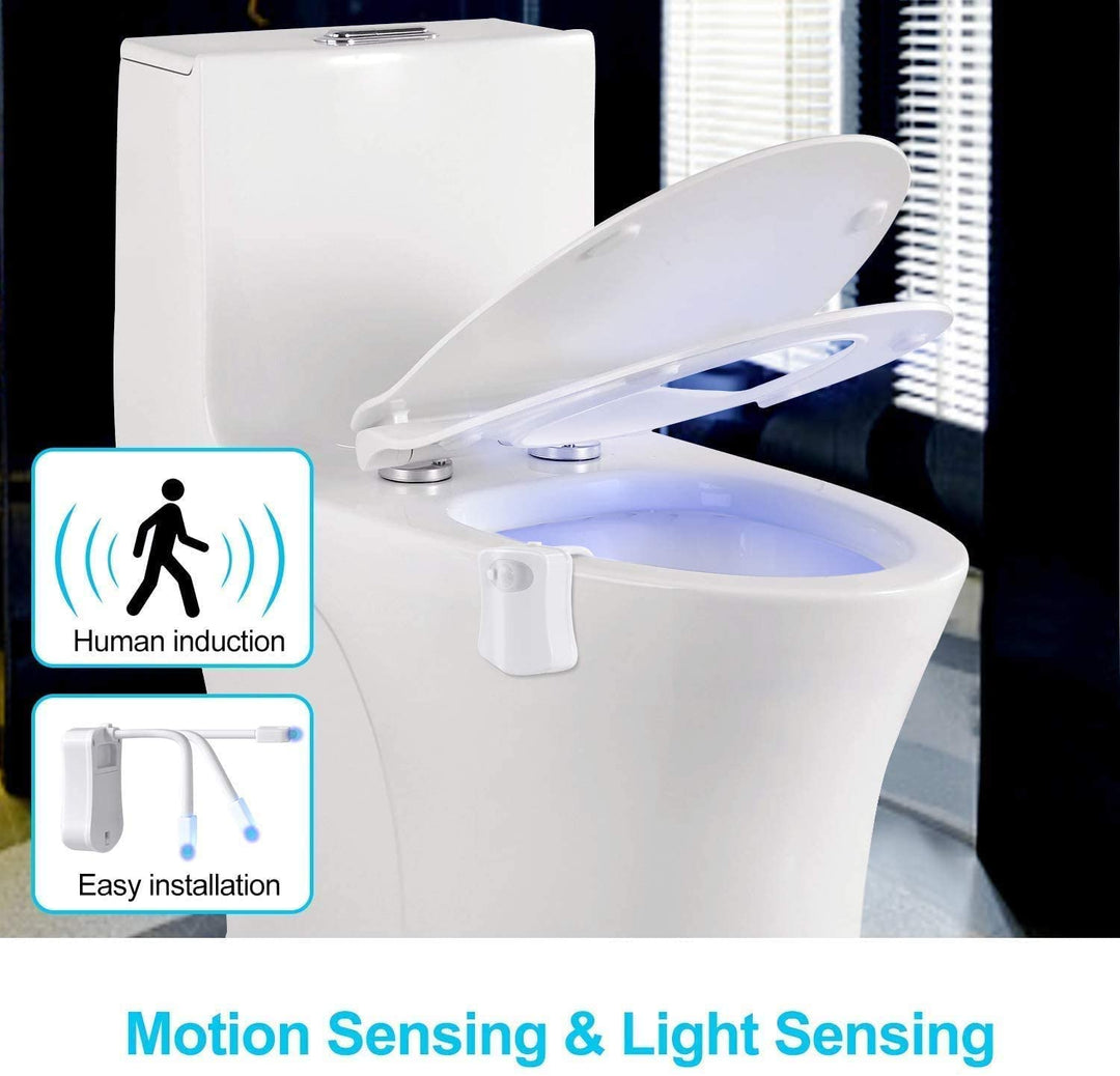 Toilet Night Light, Toilet Light with Motion Sensor LED 8 Colors Changing Toilet Bowl Light Bathroom Night Light for Washroom Cool Fun Gadgets Elderly Parents gift Ideas, Fits Any Toilet