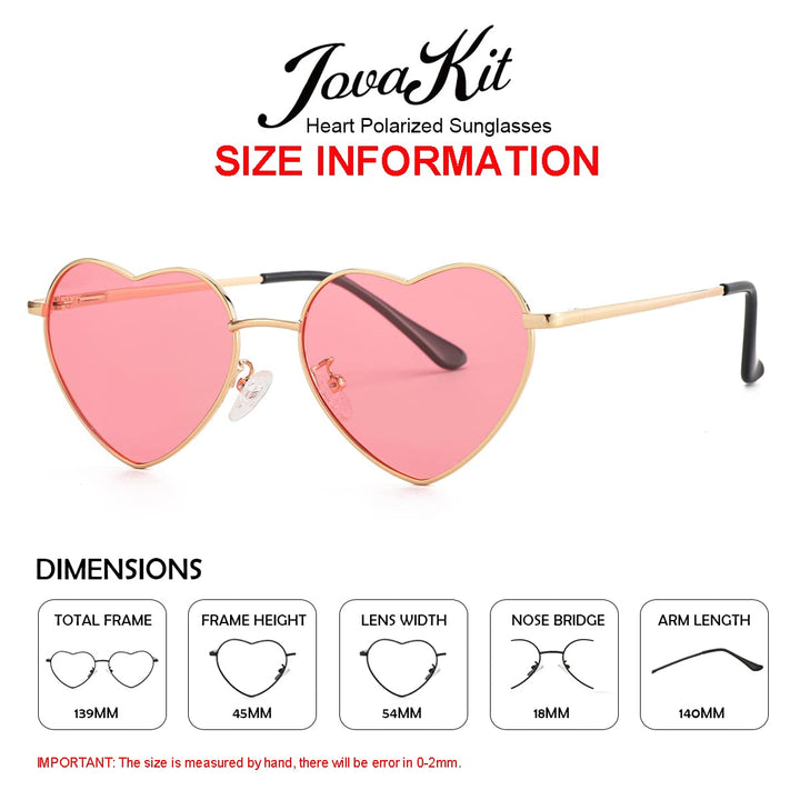 Polarized Heart Sunglasses for Women Fashion Lovely Style Metal Frame UV400 Protection Lens (Gold/Pink)