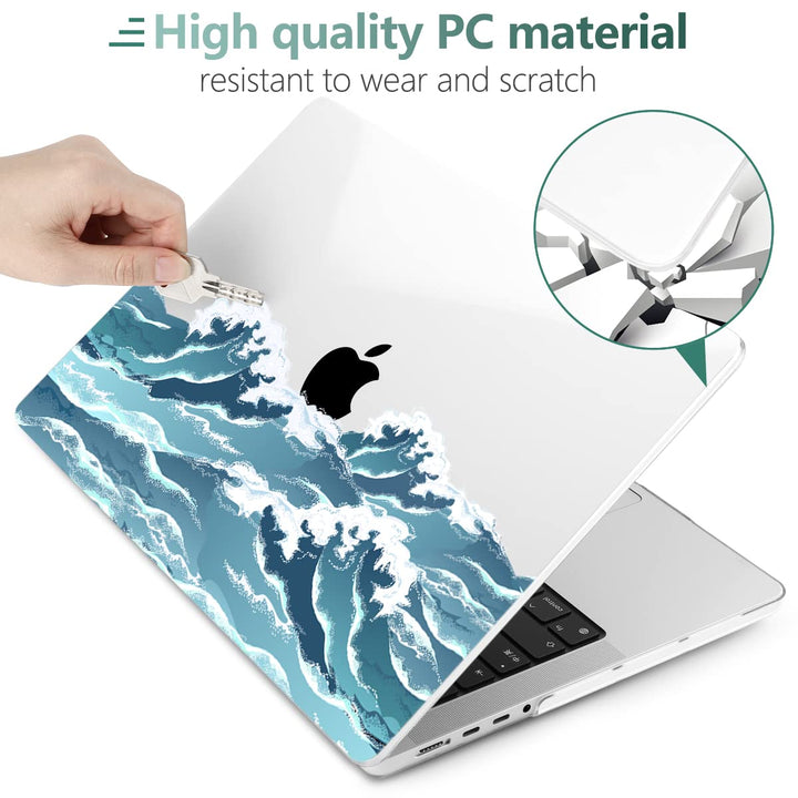 for MacBook Pro 16 Inch Case 2023 2022 2021 Release M2 A2780 M1 A2485 M1 Pro/Max, Hard Shell Case &amp; Keyboard Cover &amp; Screen Protector for Mac Pro 16 with Touch ID, Ocean