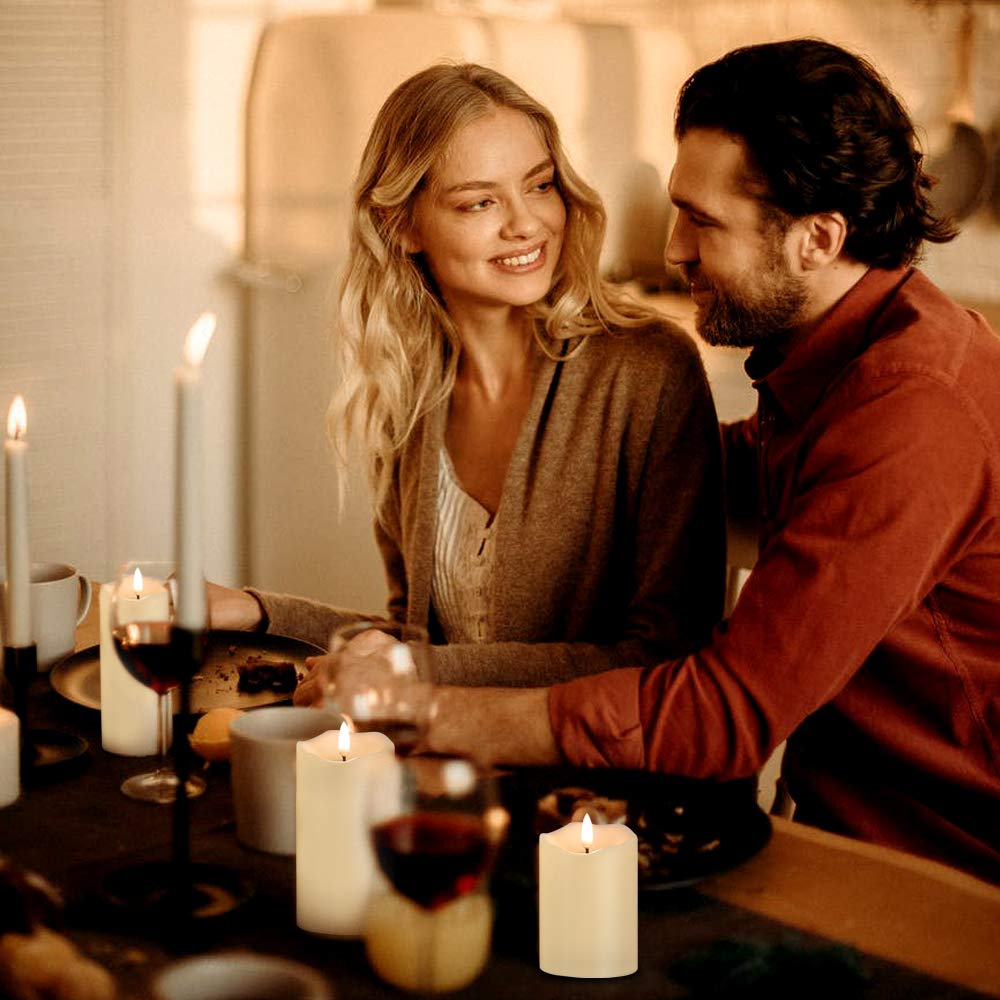 Flickering Flameless Candles, Realistic LED Candles with Remote and Timer, Set of 3 Battery Operated Candles for Room Fall Decor Wedding Christmas Decorations
