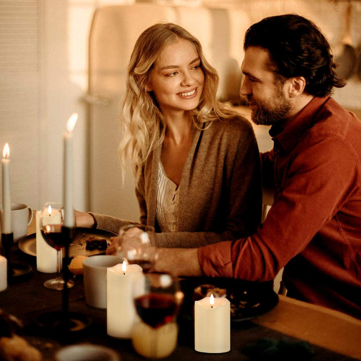Flickering Flameless Candles, Realistic LED Candles with Remote and Timer, Set of 3 Battery Operated Candles for Room Fall Decor Wedding Christmas Decorations