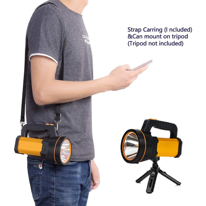 Multi Functions Rechargeable Flashlight High Lumens,Handheld Spotlight LED 6000 Lumens Super Bright, Large Battery 10000 Long Lasting Powerful Searchlight Plus Side Lantern,Home Outdoor