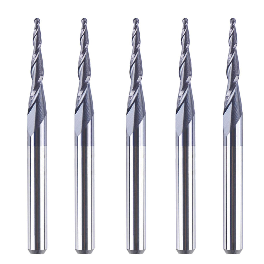5Pc/Pack Tapered Cone 1/8 End Mills 0.5MM Cutting Radius(1.0mm Diameter) 3D Wood Engrave CNC Router Bits Tools