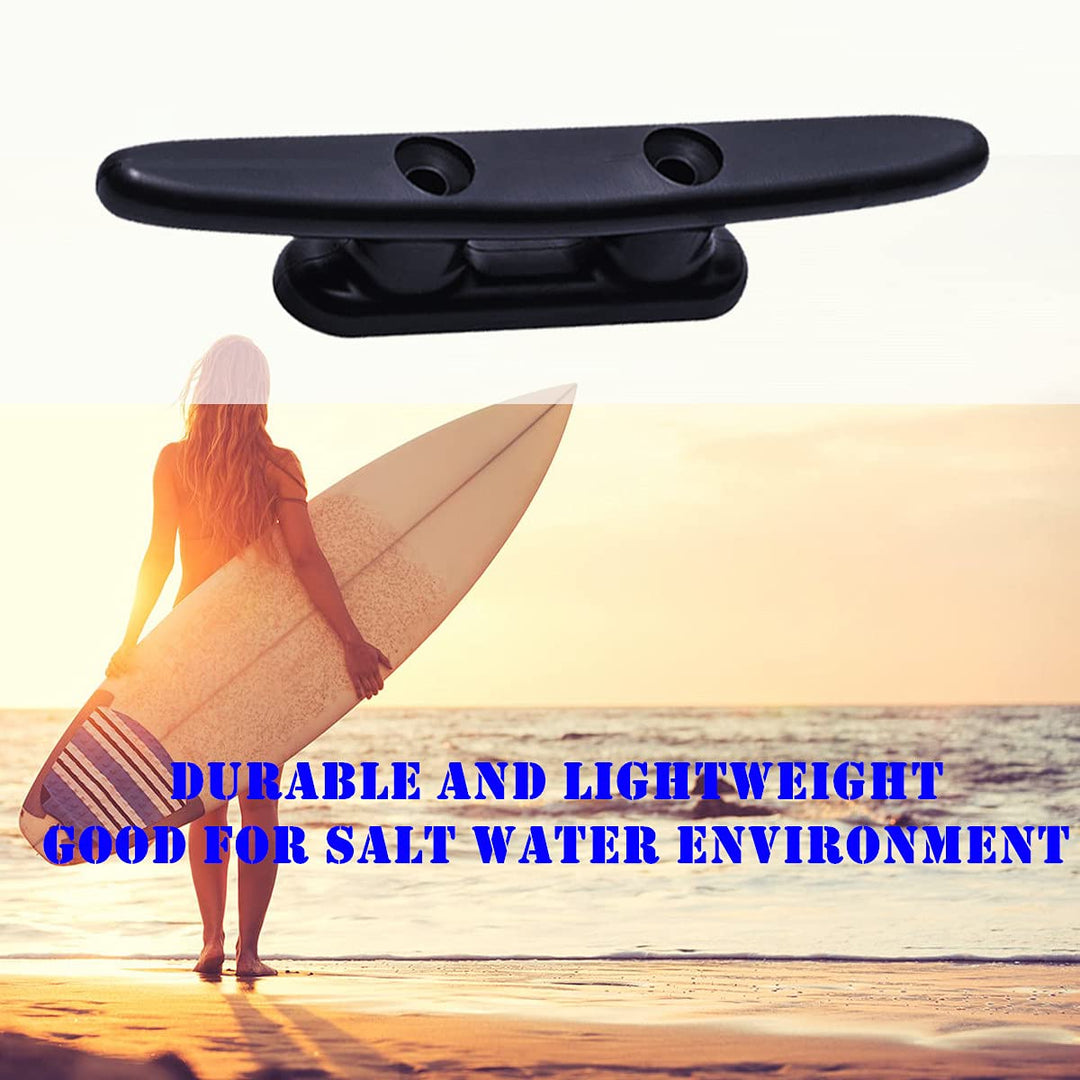 Small Boat Cleat Open Base,4 Inch Black Nylon Dock Cleats,Marine Accessories Used for Kayak,Pack of 4,Include Installation Screws