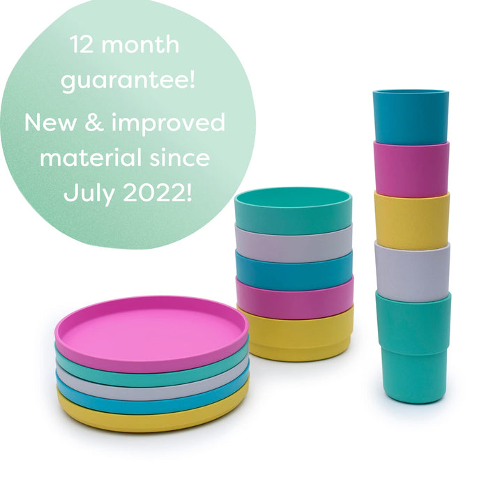 bobo&boo Cups Made From Plants – Melamine and BPA Free, Safe For Kids - Microwavable and Dishwasher Safe - Toddler Drinking Cup Set - LAGOON