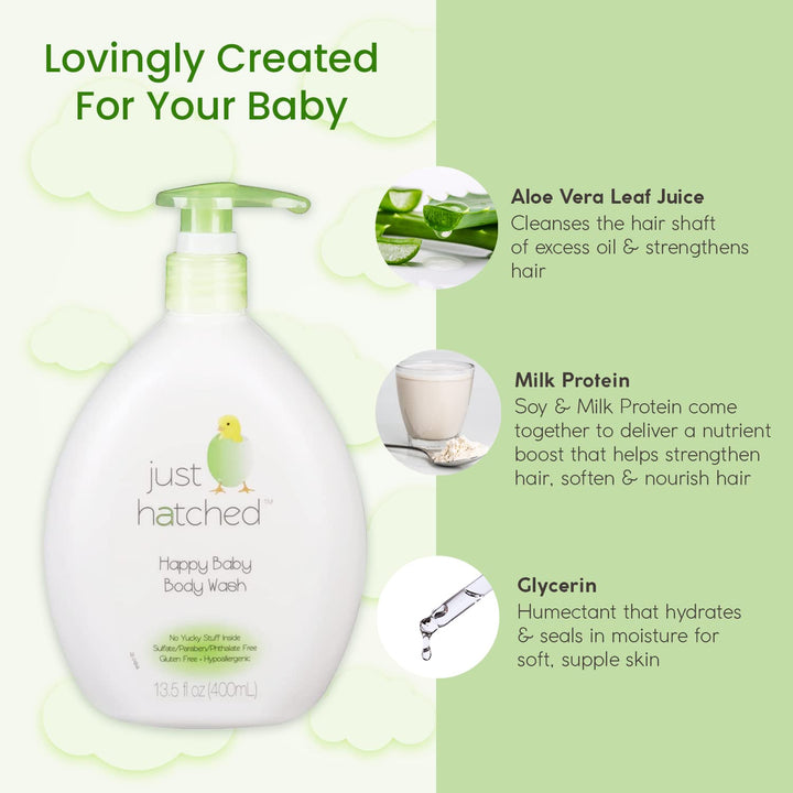 Just Hatched Happy Baby Body Wash, 13.5 Ounce