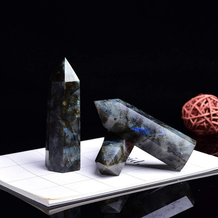 Runyangshi Natural Healing Crystal Wands, 6 Faceted Rei