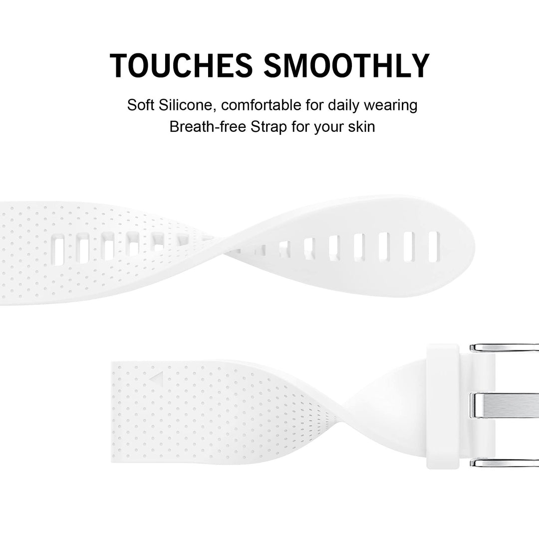 Compatible Fenix 5S Watch Band Fenix 6S Quickfit Soft Silicone Replacement Strap for Fenix 8 43mm/Fenix 5S Plus/Fenix 6S Pro/Fenix 7S/D2 Delta S Smartwatch(Silver Buckle-White)