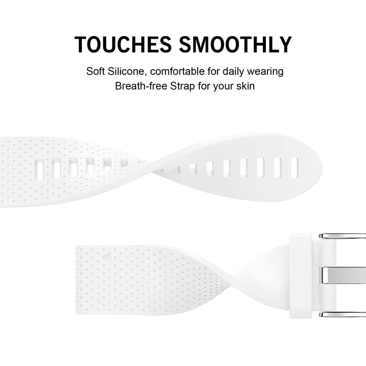 Compatible Fenix 5S Watch Band Fenix 6S Quickfit Soft Silicone Replacement Strap for Fenix 8 43mm/Fenix 5S Plus/Fenix 6S Pro/Fenix 7S/D2 Delta S Smartwatch(Silver Buckle-White)