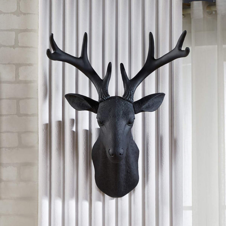 20 inch Large Wall Charmers Large Faux Deer Head Faux Taxidermy Animal Head Wall Decor - Handmade Farmhouse Decor - Rustic Wall Decor Deer Antlers (Black Deer)