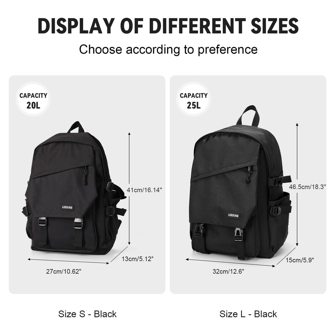 College Backpack Waterproof Black College Bags For Women Lightweight Travel Rucksack Casual Daypack Laptop Backpacks For Men Women(Black)