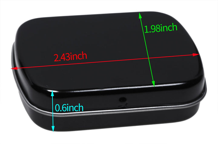 Metal Hinged Lid Tin Containers Portable Small Storage Empty Box for Candies, Pills, Earring and Jewelry Craft, 4Pcs (Black)