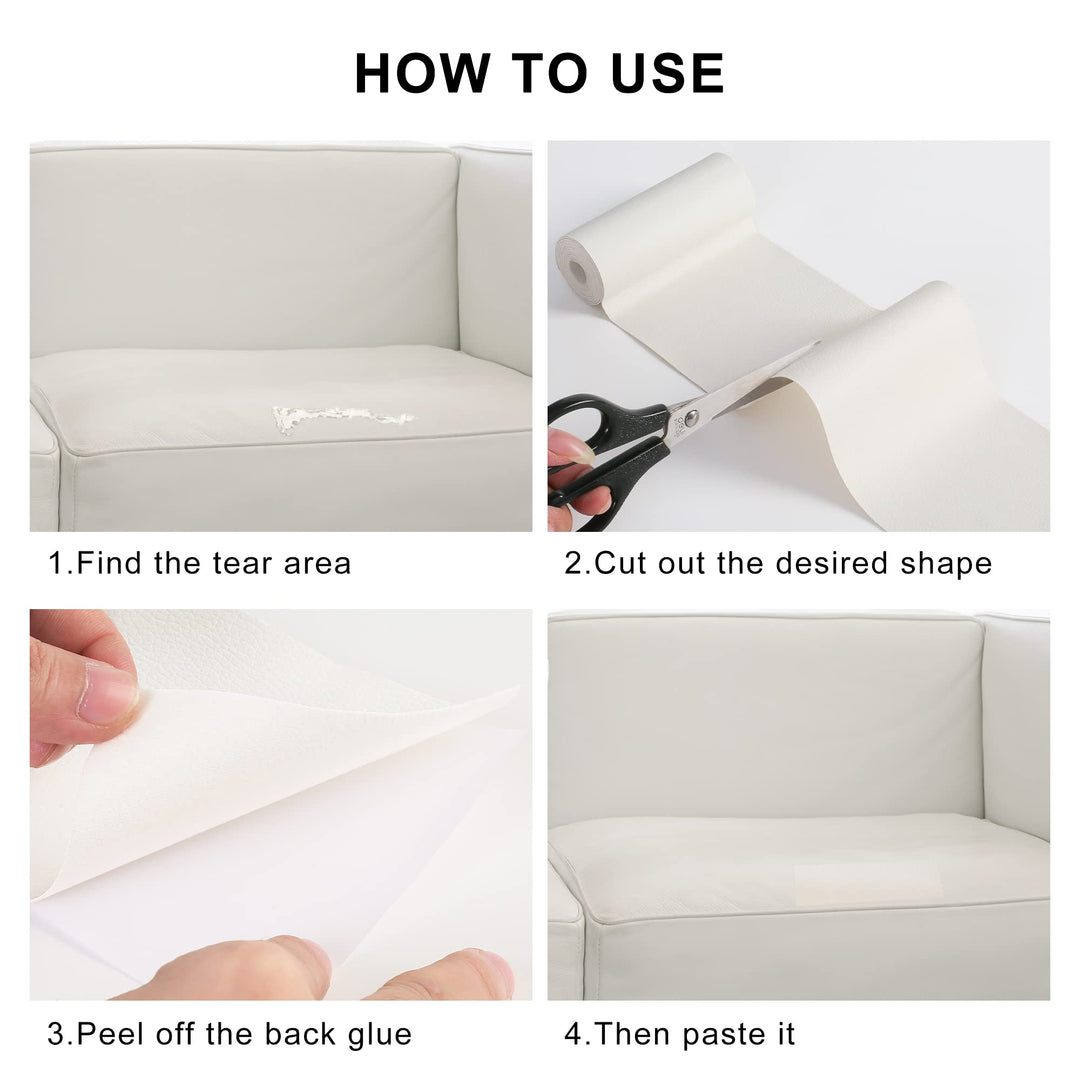 Leather Repair Patch for Furniture, 16 x 63Leather Repair Tape self Adhesive,Leather Repair Patch for car seat couches Sofa Jackets Handbags White