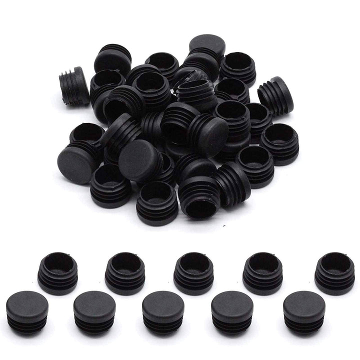 24mm Small Round Plastic Plug Black Chair Caps Pipe Tubing End Cap Cover Insert,Pack of 50