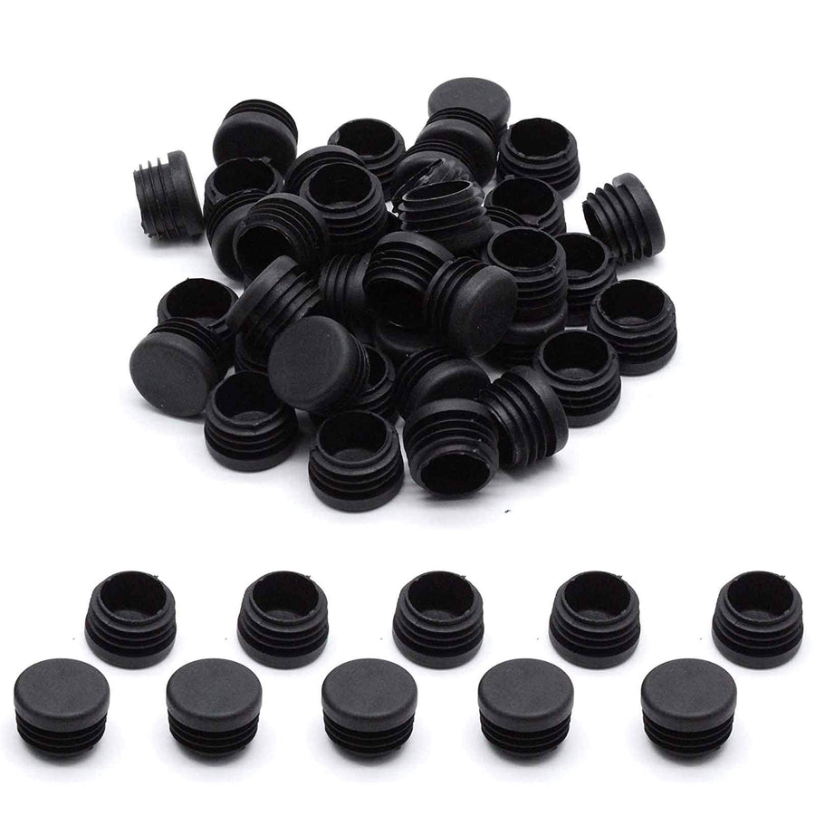 24mm Small Round Plastic Plug Black Chair Caps Pipe Tubing End Cap Cover Insert,Pack of 50