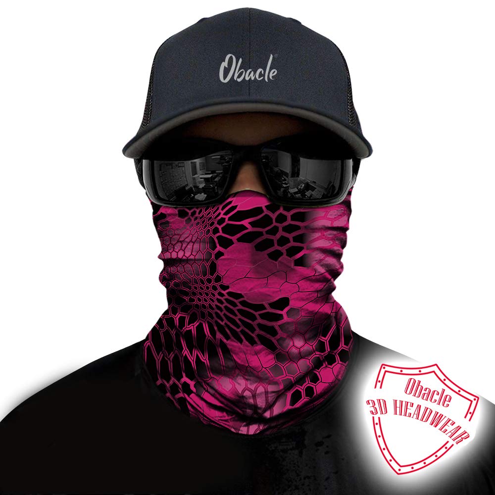 Bandana Face Mask for Sun Dust Wind Protection Breathable Seamless Face Mask Headband Bandana Women Thin Neck Gaiter for Motorcycle Fishing Hunting Outdoor Sport (Python Skin Black Gray Pink)