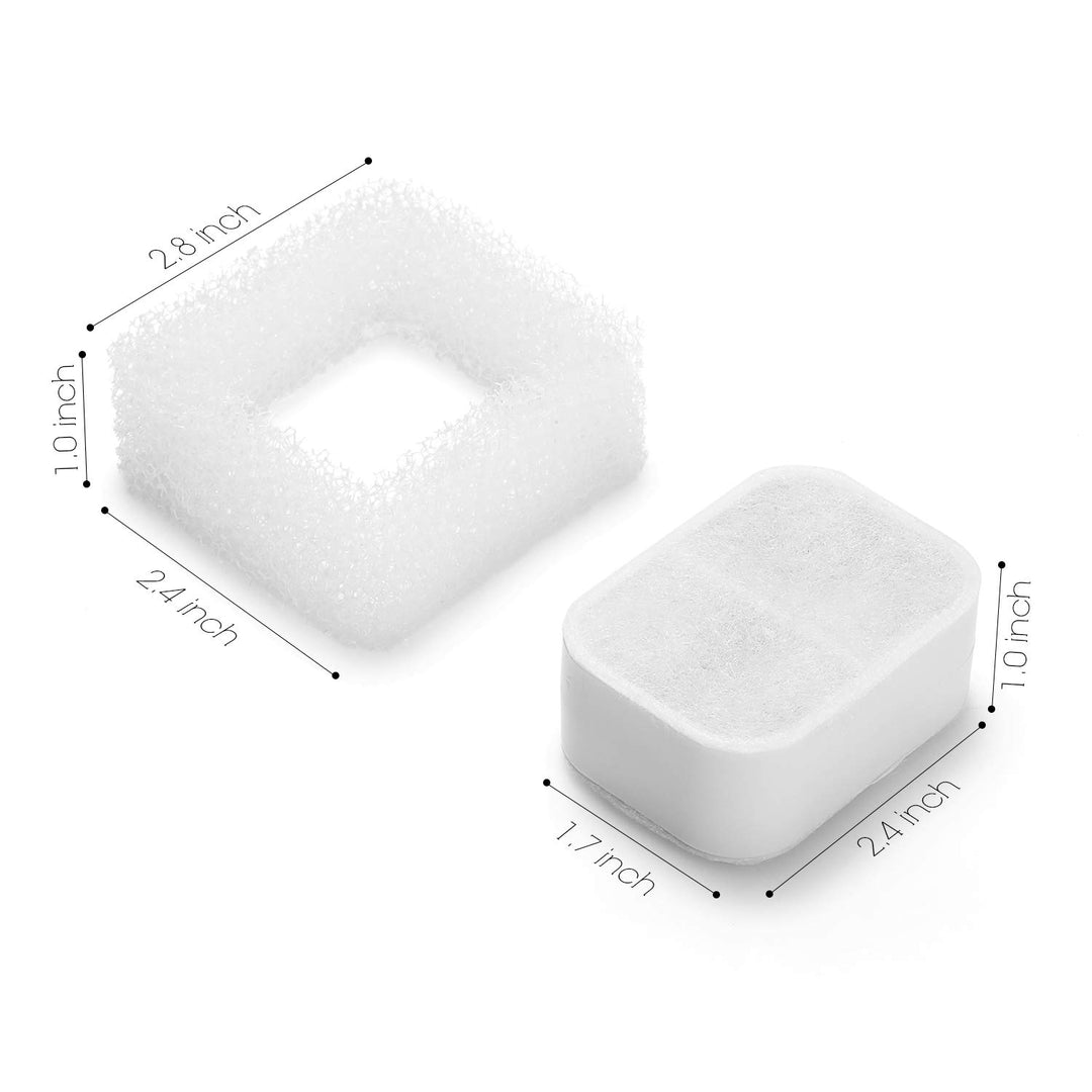 Replacement Filters for Tritone &amp; Fiumi Ceramic Pet Water Fountain, 8PCS Carbon Filters and 4PCS Foam Filters