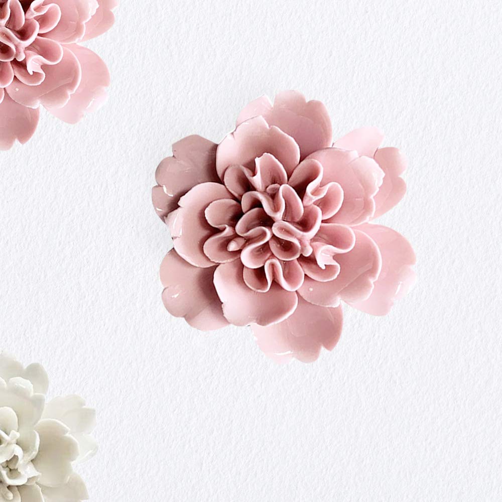 Ceramic Decorative Flowers 3D Wall Hanging Decor Pink 2.8