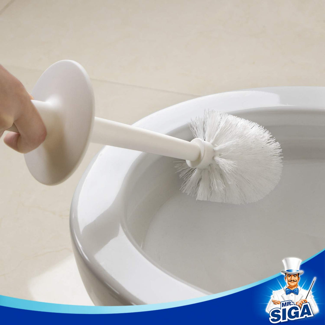 MR.SIGA Toilet Bowl Brush and Holder for Bathroom, Whit
