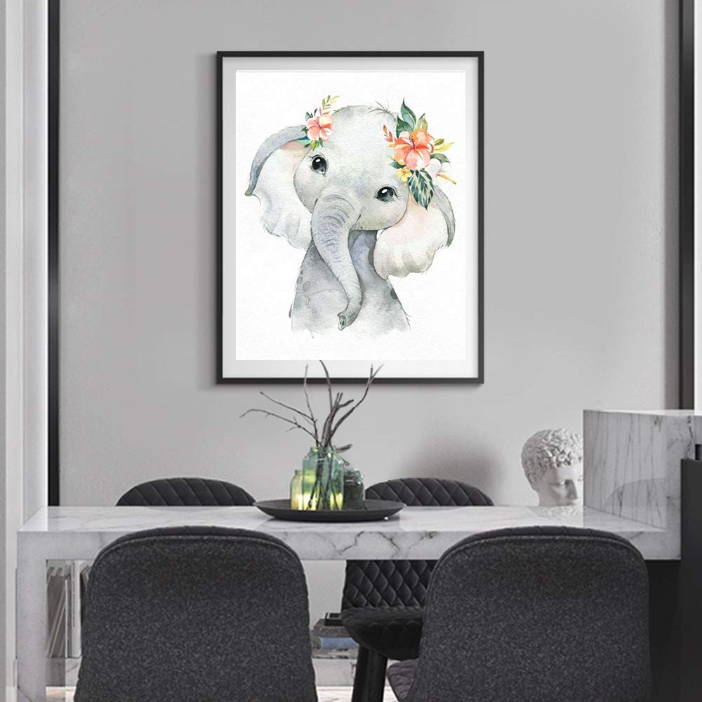 Elephant Paint by Number Kits for Adults Kids Baby Elephant Paint by Numbers DIY Painting Elephant Baby Acrylic Painting Kits Animals DIY Canvas Painting by Number Home Wall Decor 16x20In