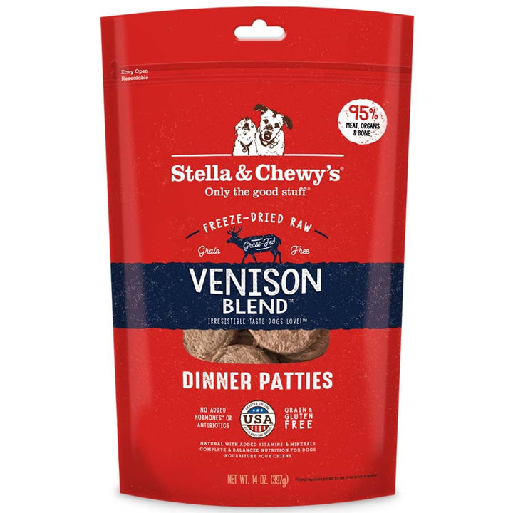 Stella &amp; Chewy&#39;s Freeze Dried Raw Dinner Patties – Grain Free Dog Food, Protein Rich Venison Blend Recipe – 14 oz Bag