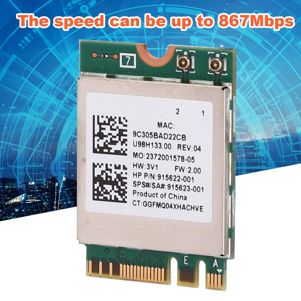 WLAN Card Card,Network Card RTL8822BE Band 2.4G/5G M.2 Interface Support for Bluetooth 4.2,Support for Win 7, for Win 8 and for Win 10 System