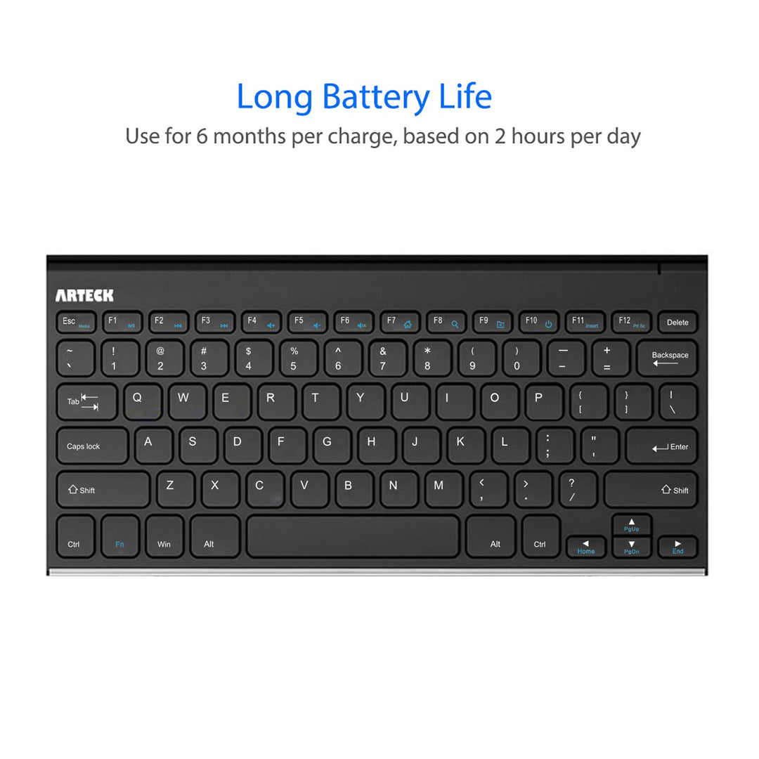 2.4G Wireless Keyboard Stainless Steel Ultra Slim Keyboard for Computer/Desktop/PC/Laptop/Surface/Smart TV and Windows 11/10 / 8/7 / Vista/XP Built in Rechargeable Battery