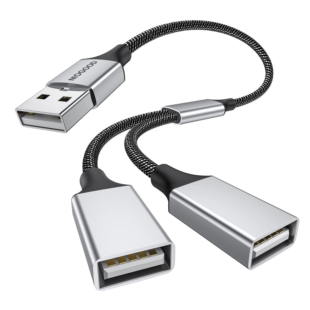 Mogood Usb Splitter Cable Usb Y Splitter Adapter Dual Usb 2.0 Power Cord Extension For Charging/Data Transfer/Laptop/Mac/Car