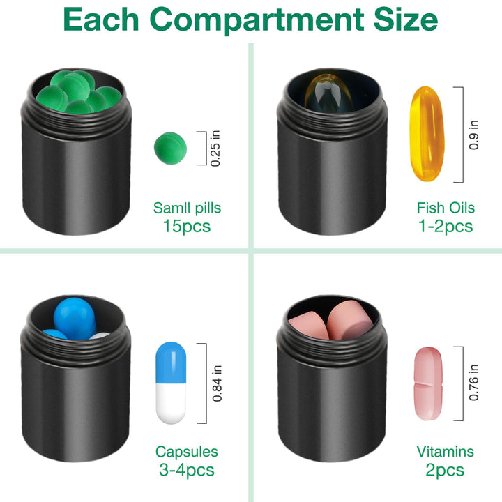 Opret Keychain Pill Holder, 3 Compartments Metal Small 