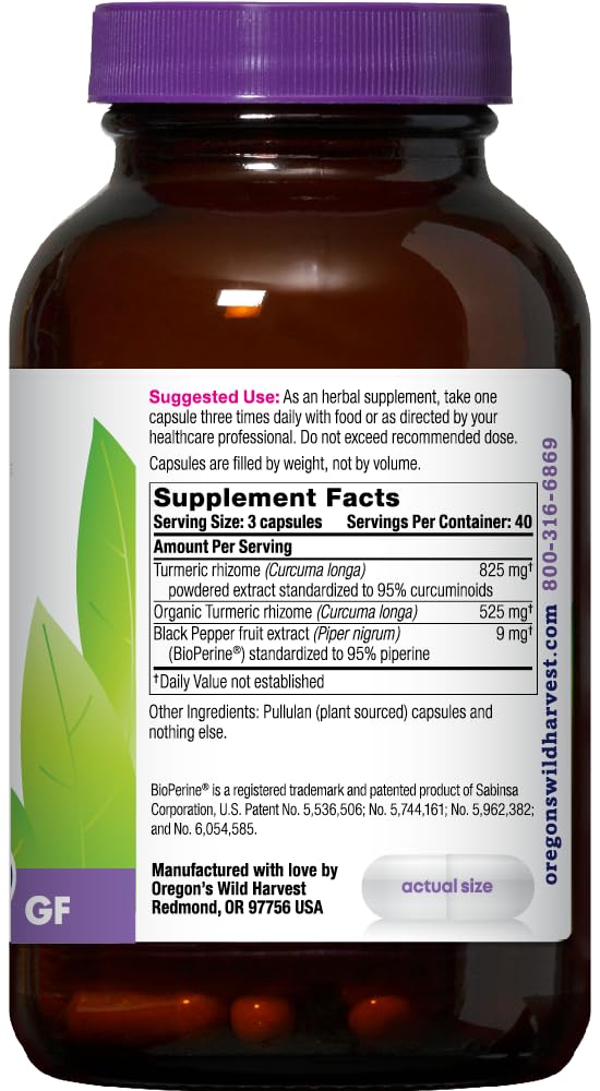 Turmeric 120 Count - Turmeric Capsules with BioPerine - Vegan, Gluten-Free, Non-GMO