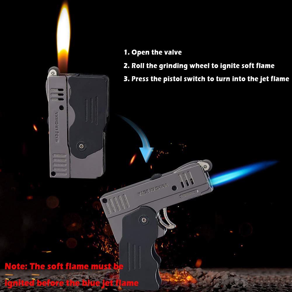 Jet Torch Lighter, Jet / Soft Flame Switchable Lighter with Lockable Function and Adjustable Flame Dial, Butane Refillable for Men, Husband (Fuel Not Included)