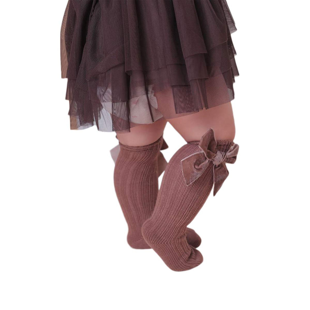 4-Pack Baby Girls Knee High Socks Infants Toddlers Bow Knit Socks Cotton Tube Ruffled Stockings (Assorted 4pk,0-12 Months)