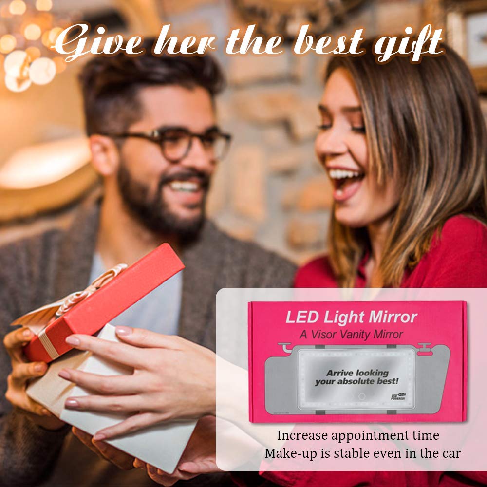Car Sun Visor Vanity Mirror Rechargeable with 3 Light Modes &amp; 60 LEDs for Car Truck SUV Rear View with Dimmable Touch Screen,Car Mirror as A Gifts for Women Valentine&#39;s Day (Black)