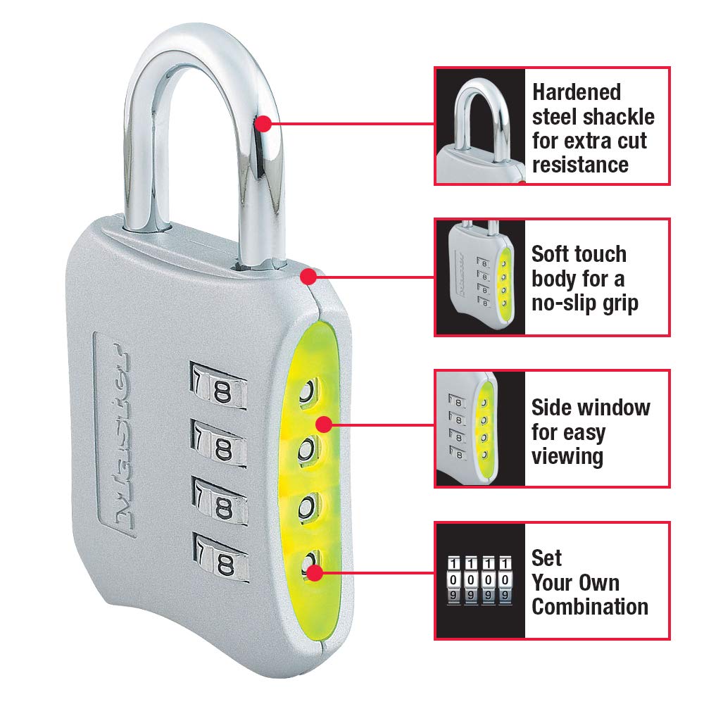 Resettable Combination Locker Lock, Lock for Gym and School Lockers, Colors May Vary, 653D