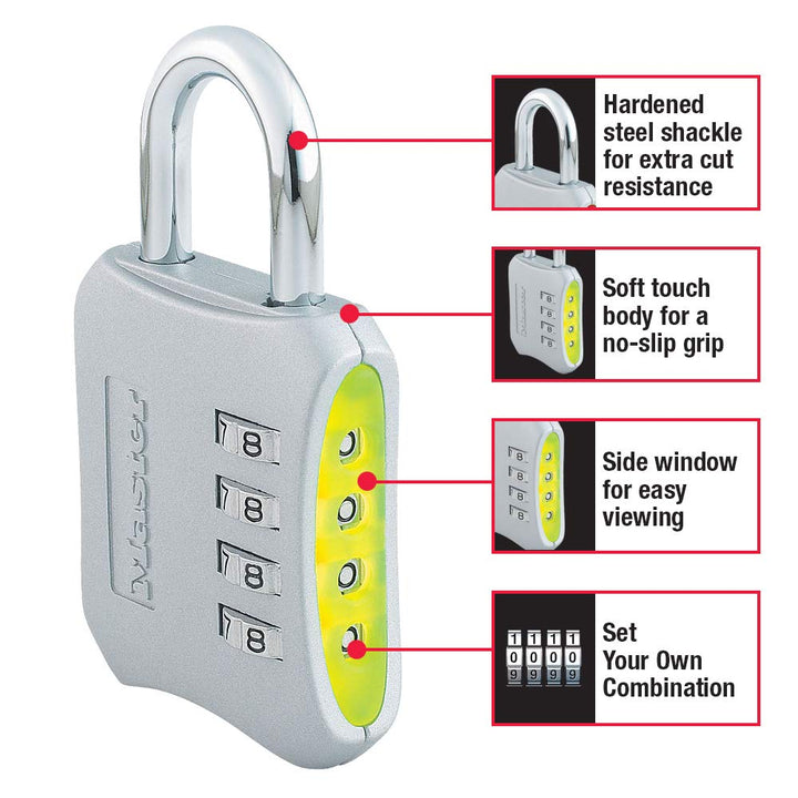 Resettable Combination Locker Lock, Lock for Gym and School Lockers, Colors May Vary, 653D