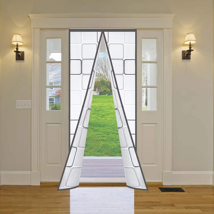 Insulated Door Curtain, Magnetic Thermal Door Cover Screen Door Self-Closing Privacy Magnetic Screen Door Hands Free for Patio, Kitchen, Bedroom, Air Conditioner Room, Fits Doors up to 36 x 82,Grey