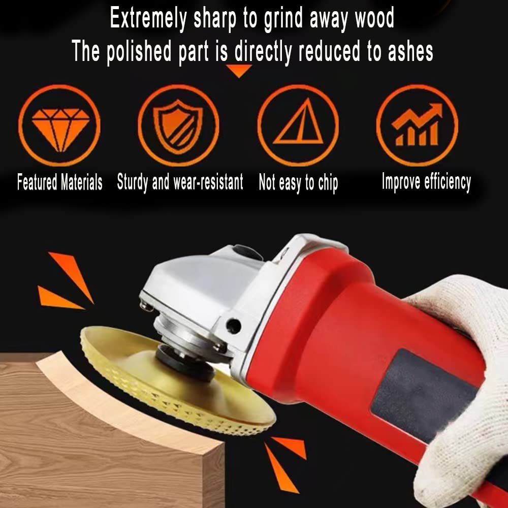 5 PCS Wood Carving Disc Set, Wood Shaping Disc for 4 or 4-1/2 Angle Grinder with 5/8” Arbor, Grinding Wheel Shaping Disc Set Wood Cutting Shaping Polishing