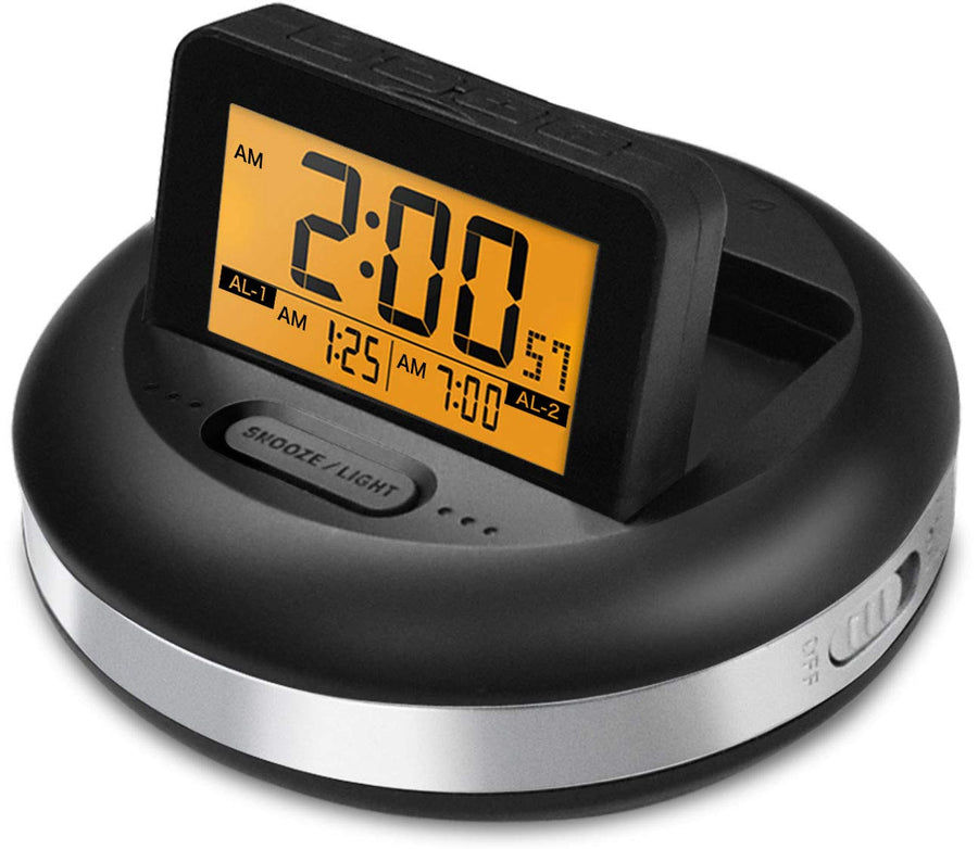 Vibrating Alarm Clock LED Display Super Strong Vibration for Heavy Sleepers Deaf Hearing Impaired, 1.3 Height Works Under Pillow, 2 Individual Alarm Settings